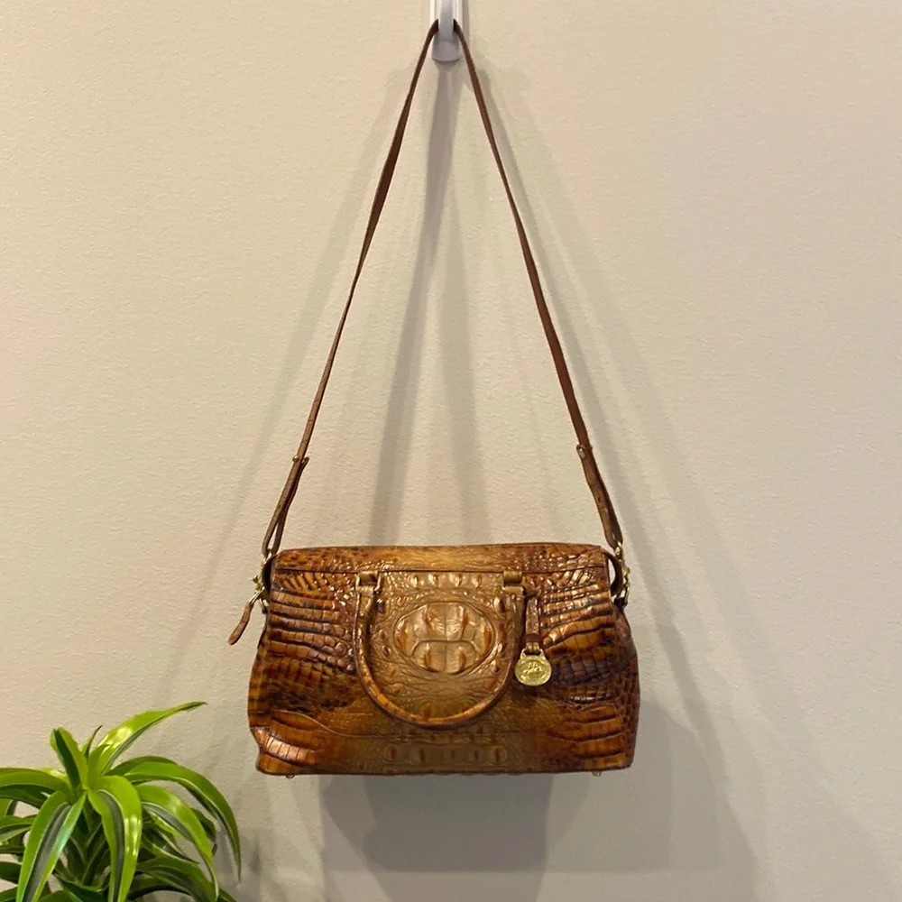 Brahmin satchel crossbody embossed croc handbag